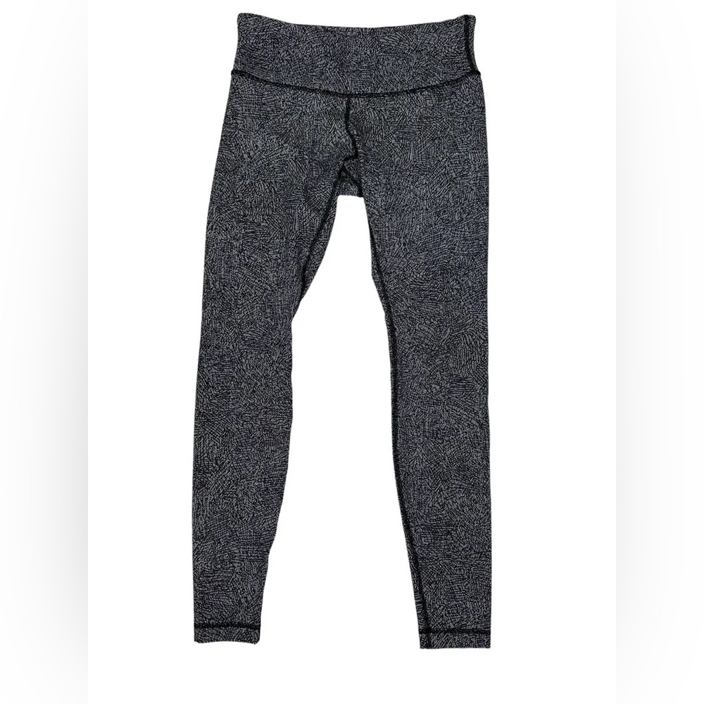 LULULEMON Women Gray HEATHERED HERRINGBONE Wunder Under LOW RISE TIGHTS SZ 6